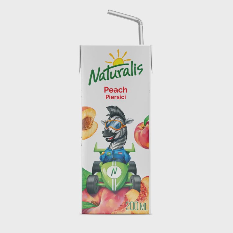 Persikų nektar. su minkštimu NATURALIS, 0,2 l