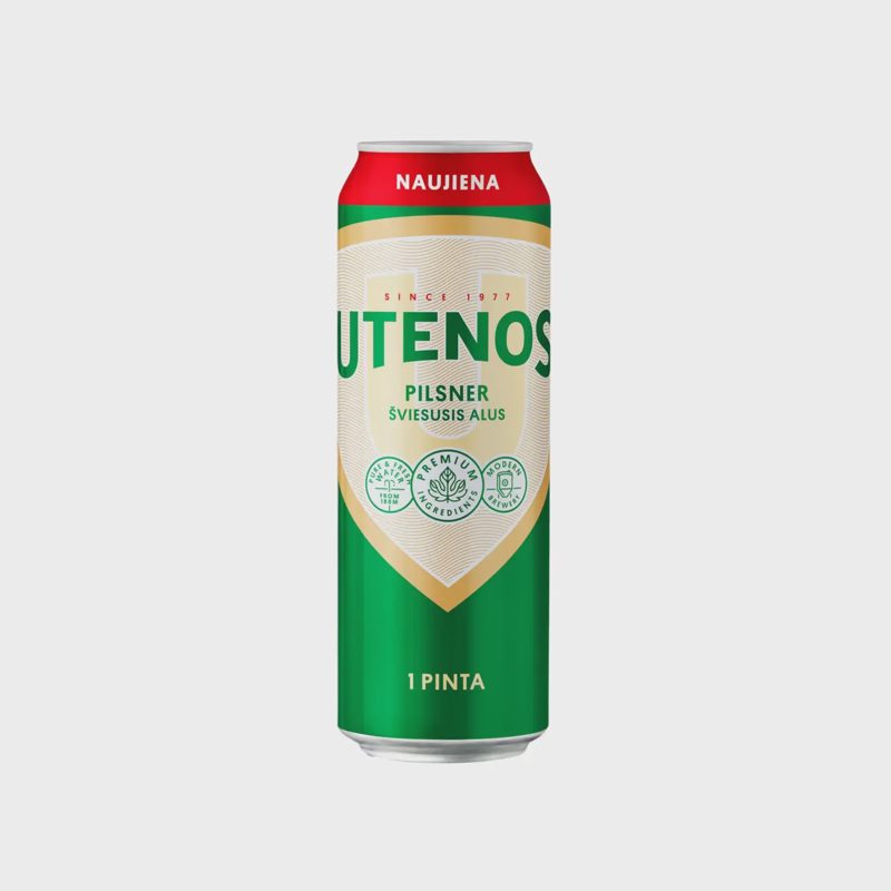 Alus UTENOS PILSNER, 4,6 %, 0,568 l