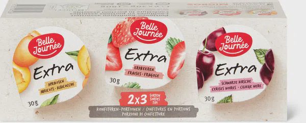 Belle Journée Extra Konfitüre Aprikosen, Erdbeeren & Schwarze Kirsche
