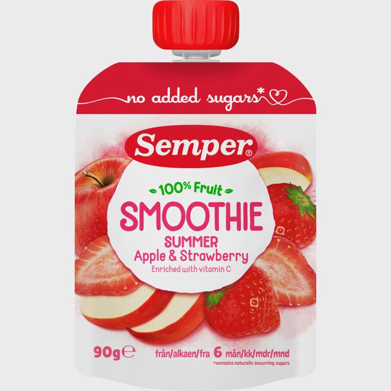 Geriamoji obuolių braškių tyrė SMOOTHIE, 90 g