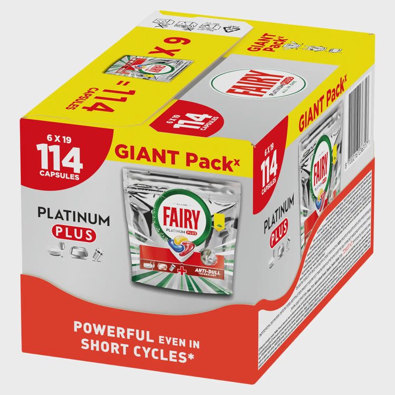 Indapl. kaps. FAIRY PLATINUM+ LEMON, 114 vnt