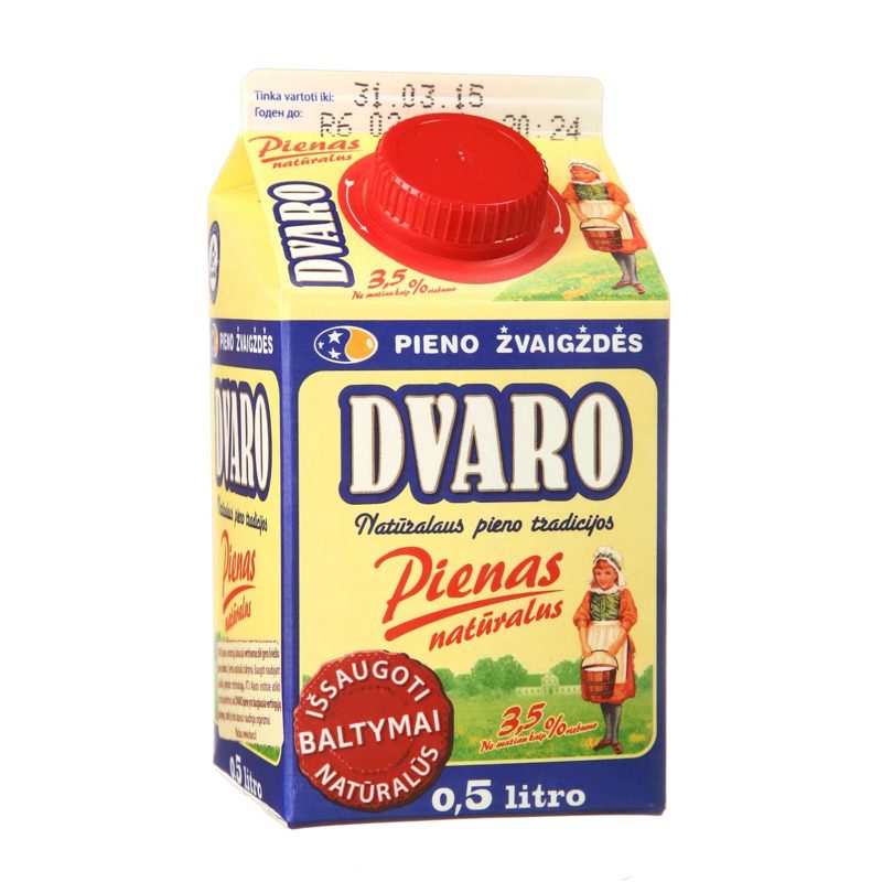 Natūralus DVARO pienas, 3,5 % rieb., 0,5 l