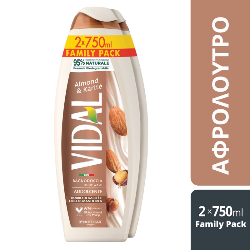 Vidal Shower Gel Almond & Carite 2x750ml