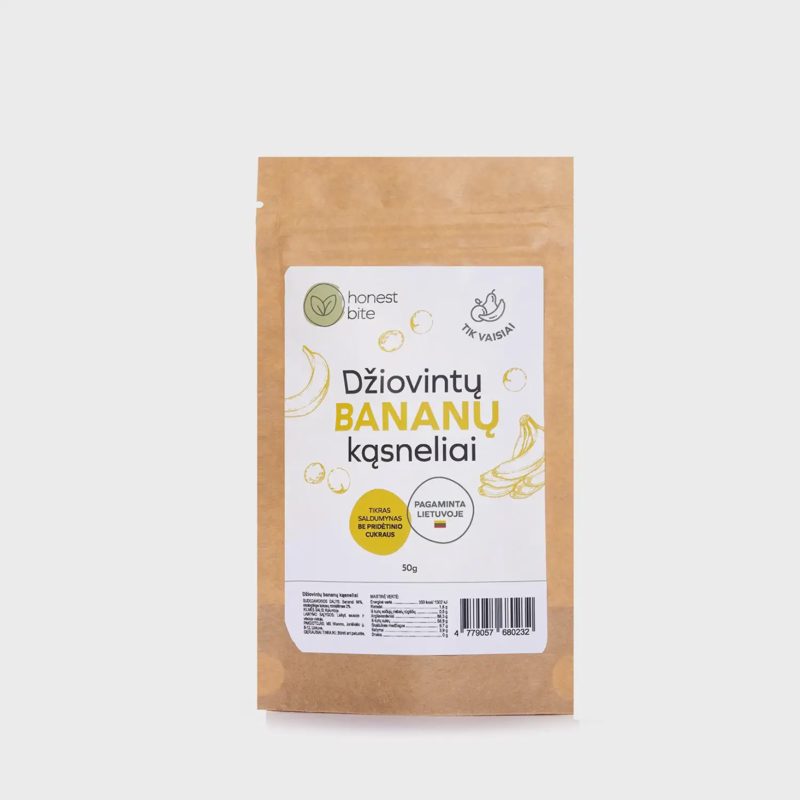 Dž. bananų kąsneliai HONESTBITE, 50 g
