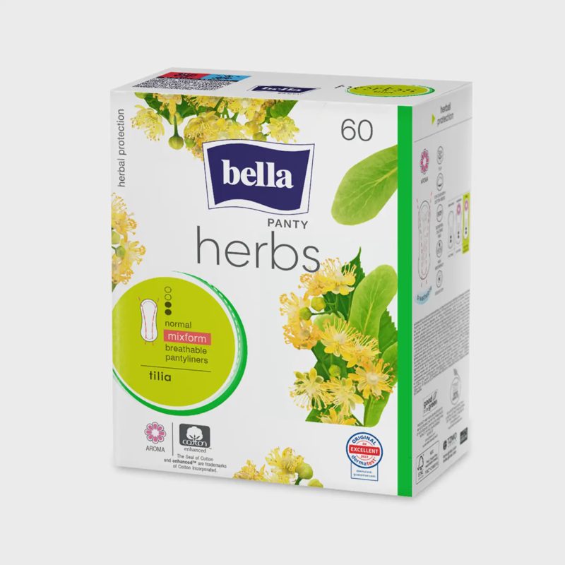 Kasd. įklotai BELLA PANTY HERBS TILIA, 60 vnt