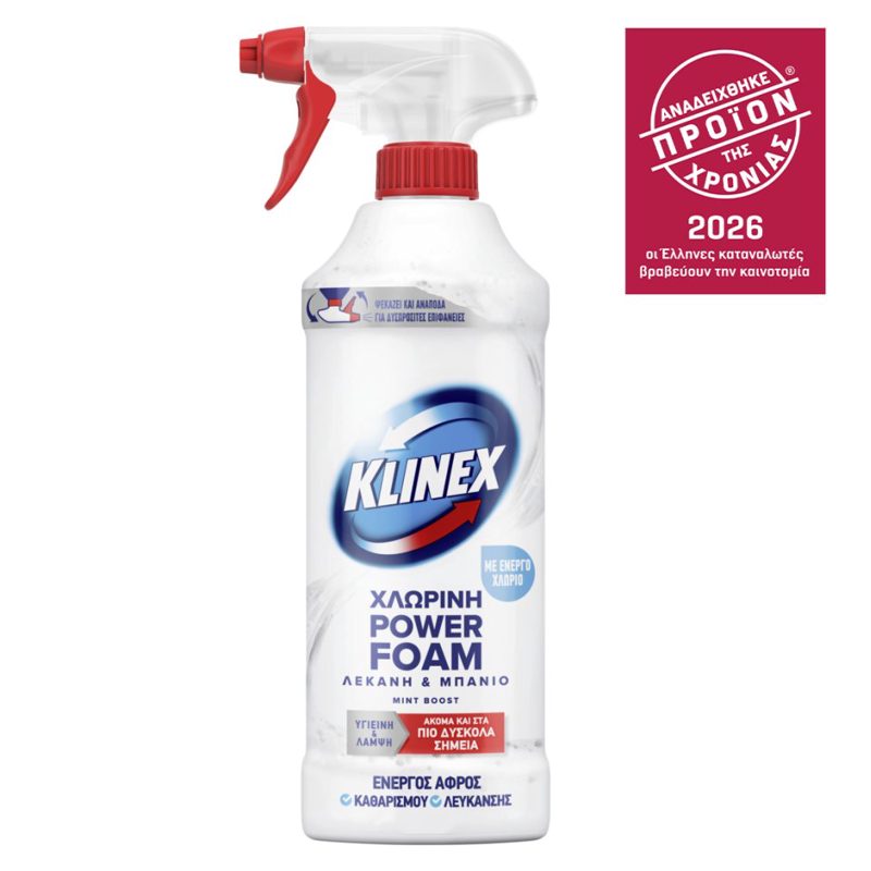 Klinex Power Foam Αφρός Καθαρισμού Μπάνιου Citrus 435ml