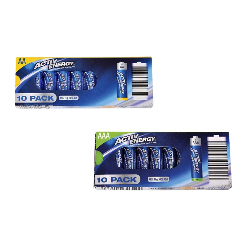 10-pack AA- of AAA-alkalinebatterijen