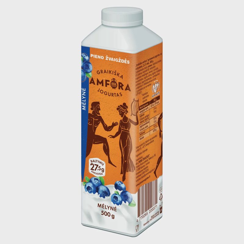Jogurtas mėlyn. GRAIKIŠKA AMFORA, 2,4%, 500 g