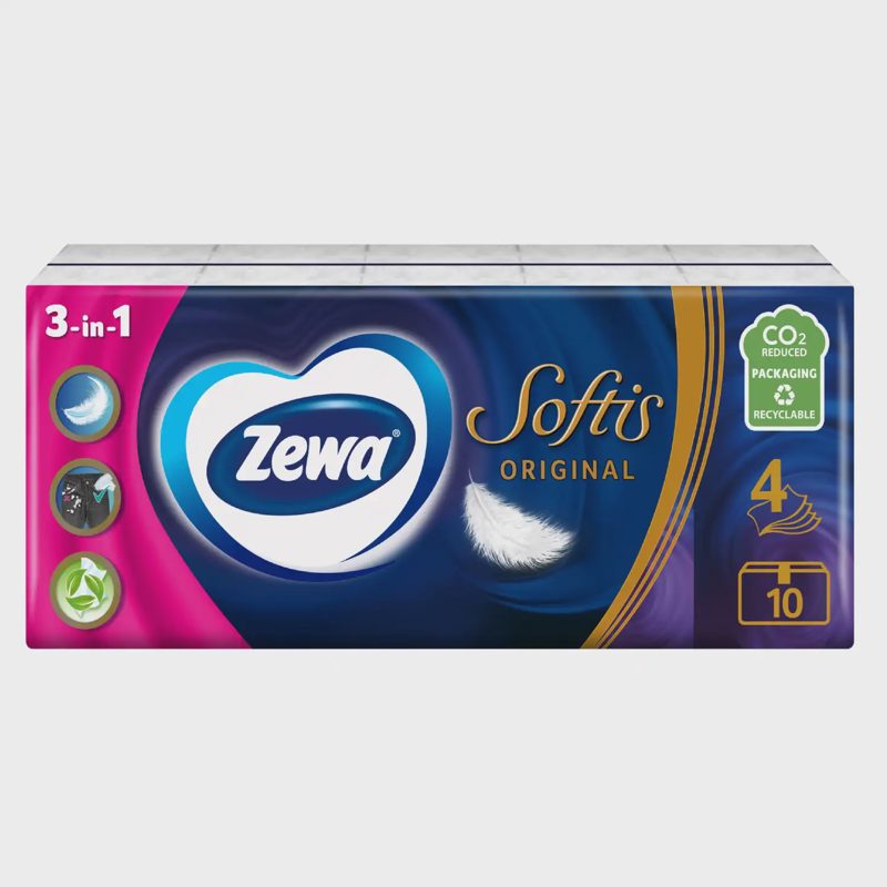 Pop. nosinaitės Zewa Softis, 4sl.10x9vnt