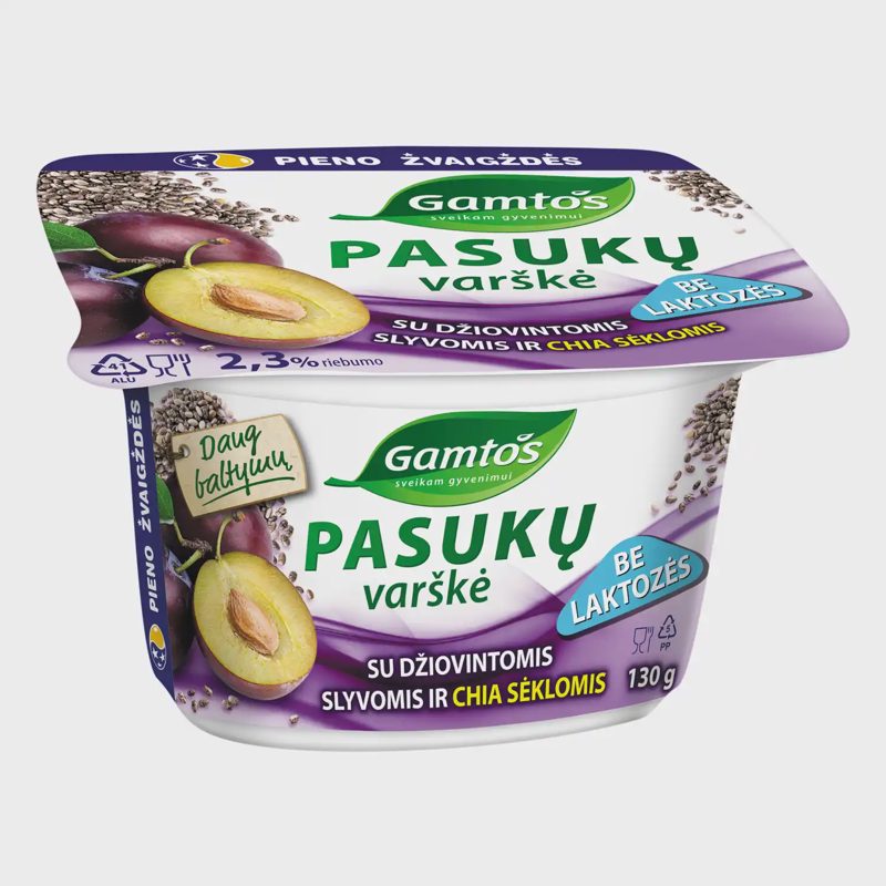 Varškė su dž. slyv., CHIA GAMTOS, 2,3%, 130 g