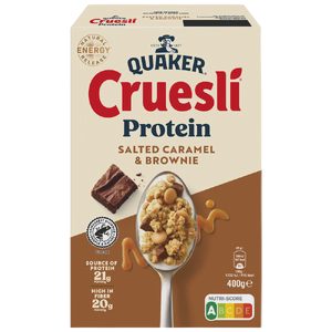Quaker Cruesli protein salted caramel & brownie