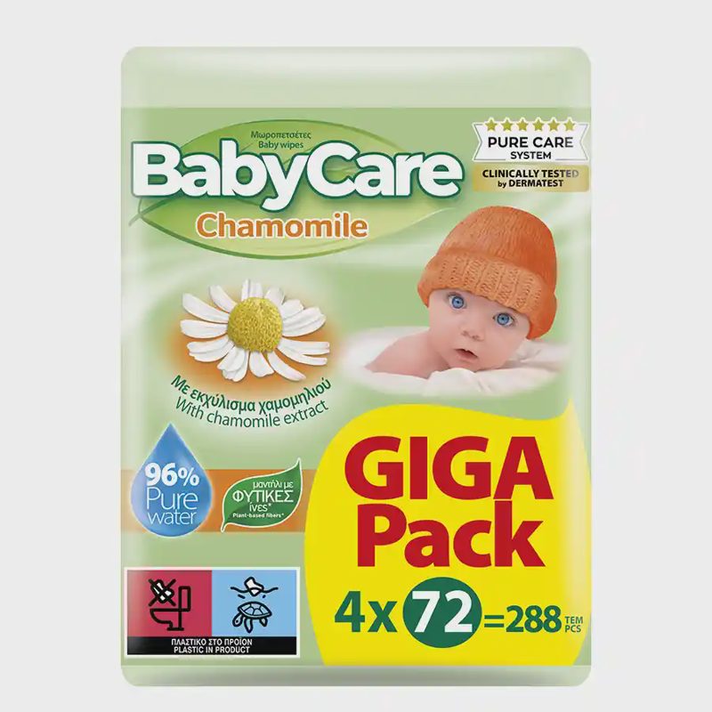 Babycare Χαμομήλι Μωρομάντηλα Giga Pack 4x72τεμ