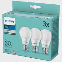 Philips Λάμπα Led 60w A60 E27 Cw 3τεμ