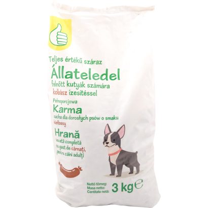 Auchan Tipp Száraz kutyaeledel kolbászos 3 kg