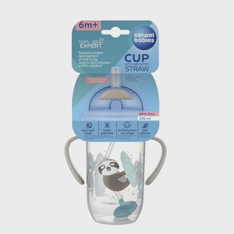 Gertuvė su šiaud.CANPOL BABIES, 6+ m., 270 ml