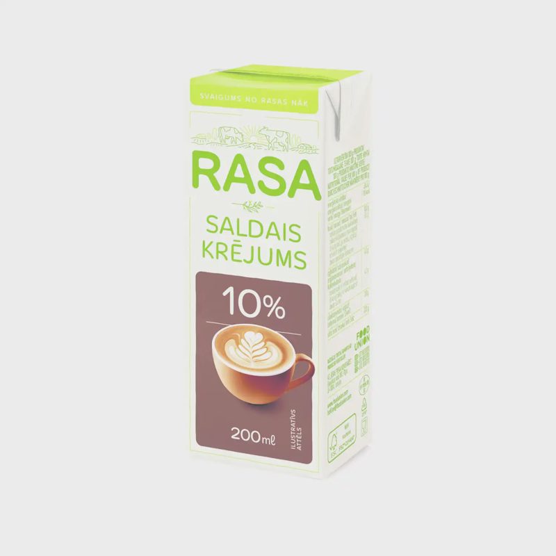 Grietinėlė RASA, UHT, 10 % rieb., 200 g