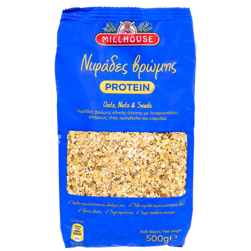 Millhouse Νιφάδες Βρώμης Protein Σπόροι Ξηροί Καρποί 500gr