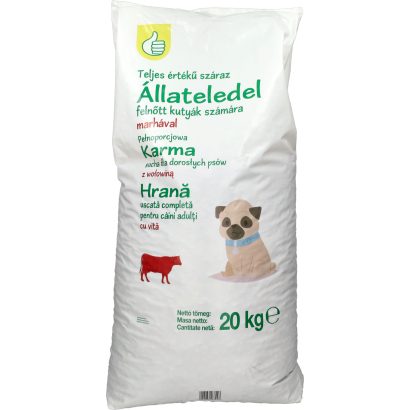 Auchan Tipp teljes értékű táp kutyáknak, marha 20 kg
