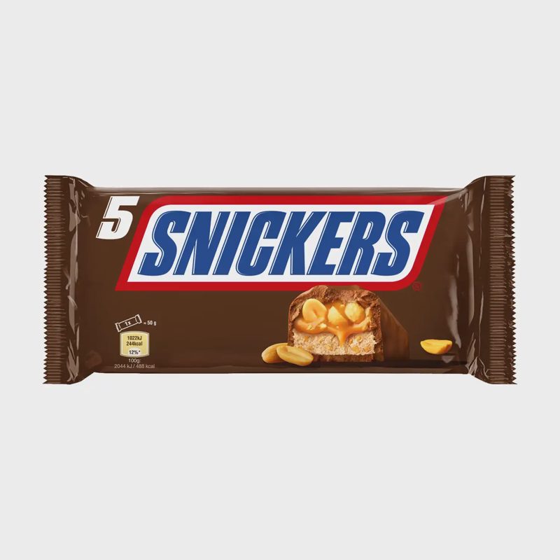 Šokoladinis batonėlis SNICKERS, 5 x 50 g