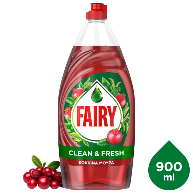 Fairy Clean & Fresh Dishwashing Liquid with Red Berries Scent 900 ml