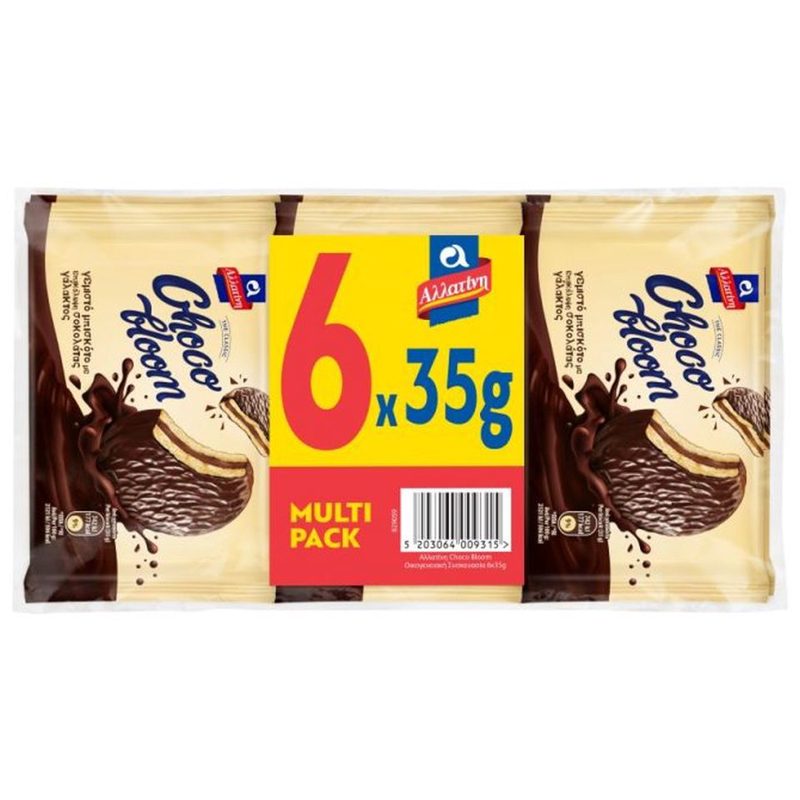 Αλλατίνη Μπισκότα Choco Bloom Οικογενειακή Συσκευασία 6x35gr