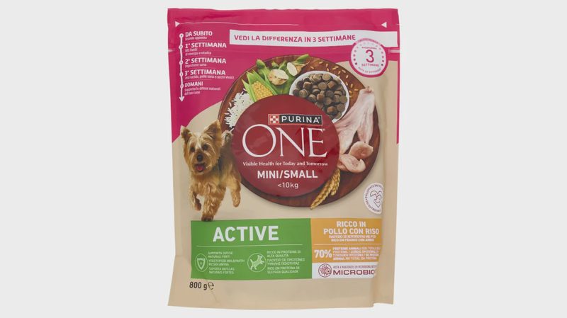 BRIKETI ZA PSE PIŠČANEC IN RIŽ MINI ACTIVE, PURINA ONE, 800G