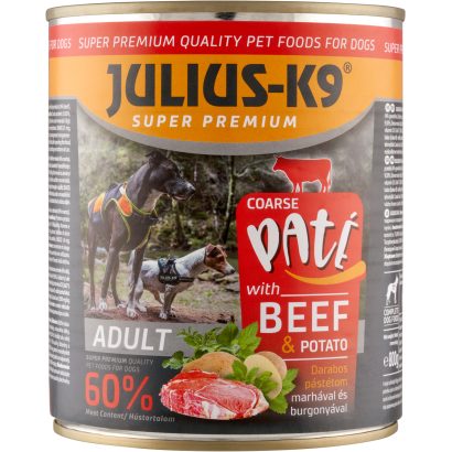 Julius-K9 darabos pástétom marhával és burgonyával teljes értékű eledel kutyáknak 800 g