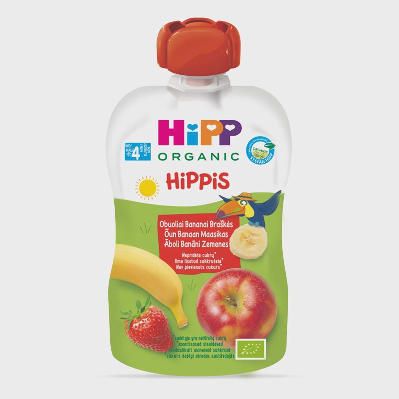 Ekol. obuol. banan. brašk. tyrelė HIPP, 100 g