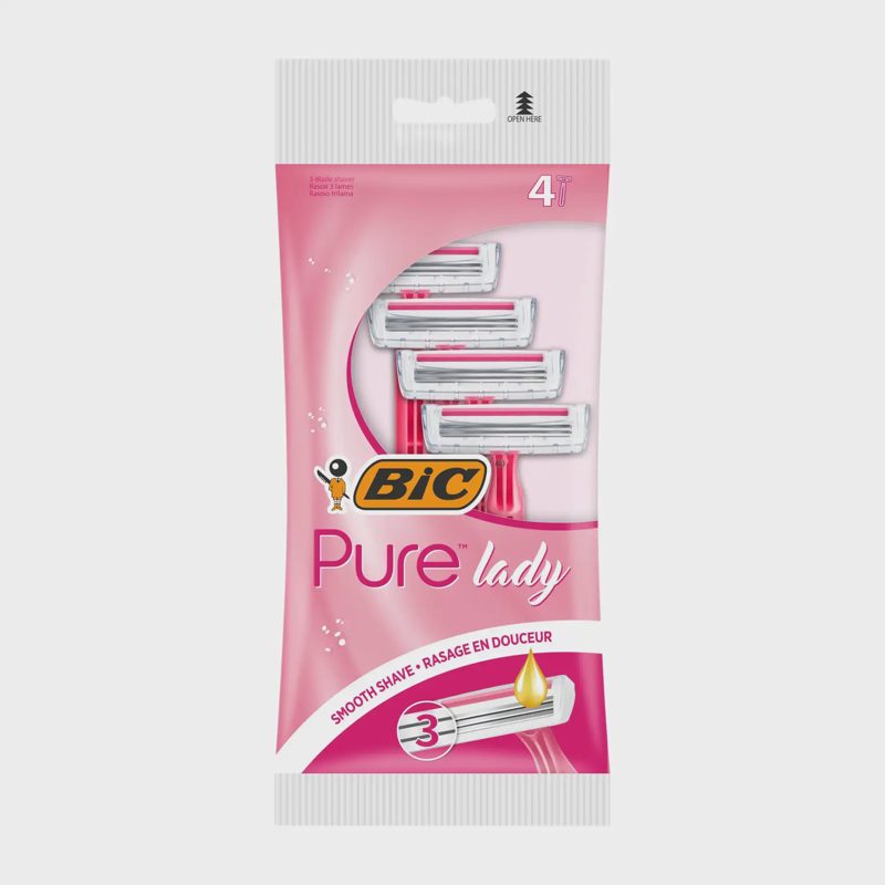 Mot. skustuvai BIC PURE3 LADY PINK, 4 vnt.