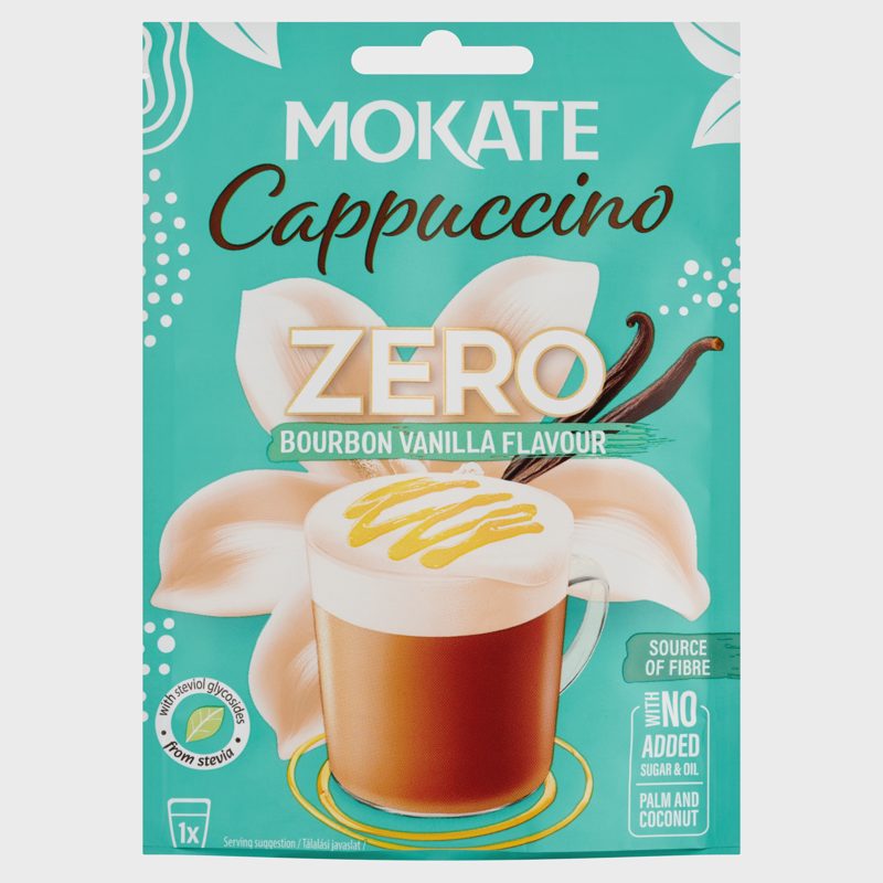 Mokate Cappuccino Zero bourbon vanília ízesítésű instant kávéitalpor 20 g