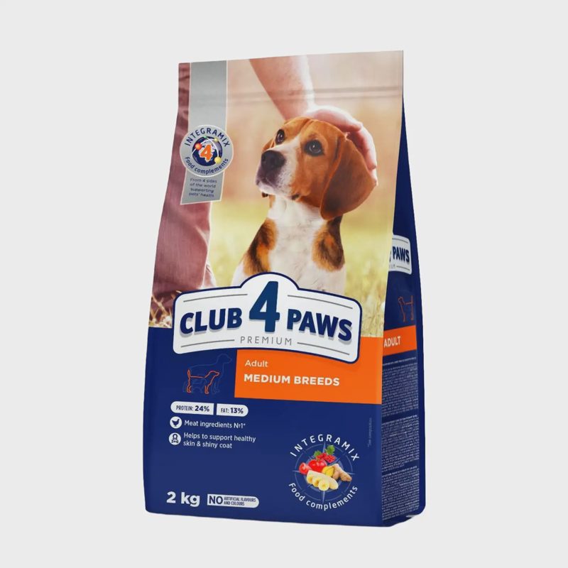 Pašaras vidut. veislių šunims CLUB4PAWS, 2 kg