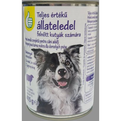 Auchan Tipp teljes értékű nedves hobbiállat eledel felnőtt kutyák számára báránnyal 415g