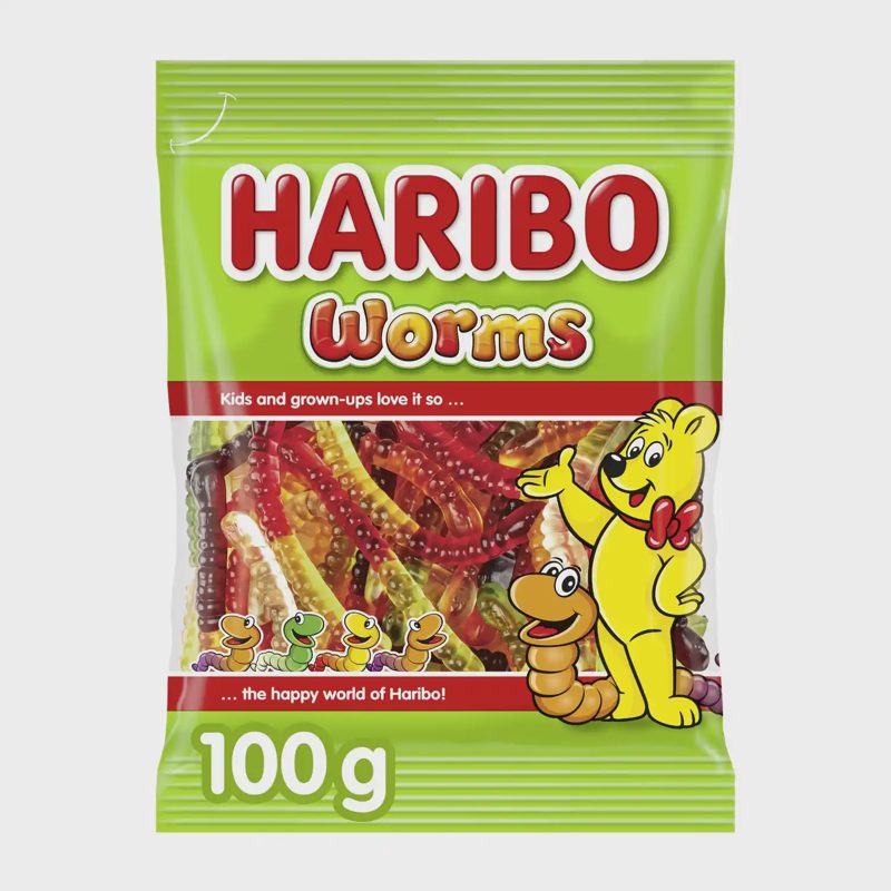 Vaisių skonio guminukai HARIBO WORMS, 100 g