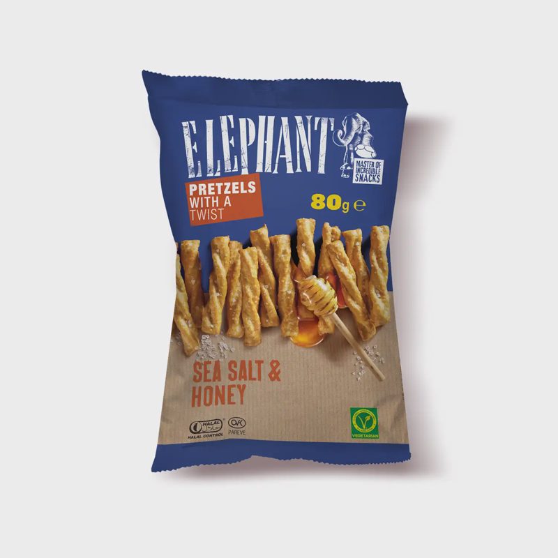 Krekeriai su medumi ir druska ELEPHANT, 80 g