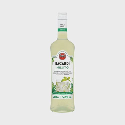 BACARDI Preparado de mojito con ron Bacardi carta blanca, menta natural y zumo de lima botella 70 cl.