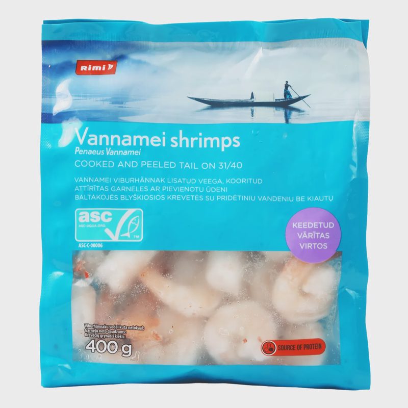 Virt. krevetės be kiautų RIMI, ASC,31/40,400g